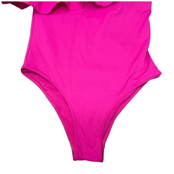 ZARA Pink Ruffled One Shoulder Bathing Suit Bodysuit Designer Inspired Size M - Picture 4 of 10
